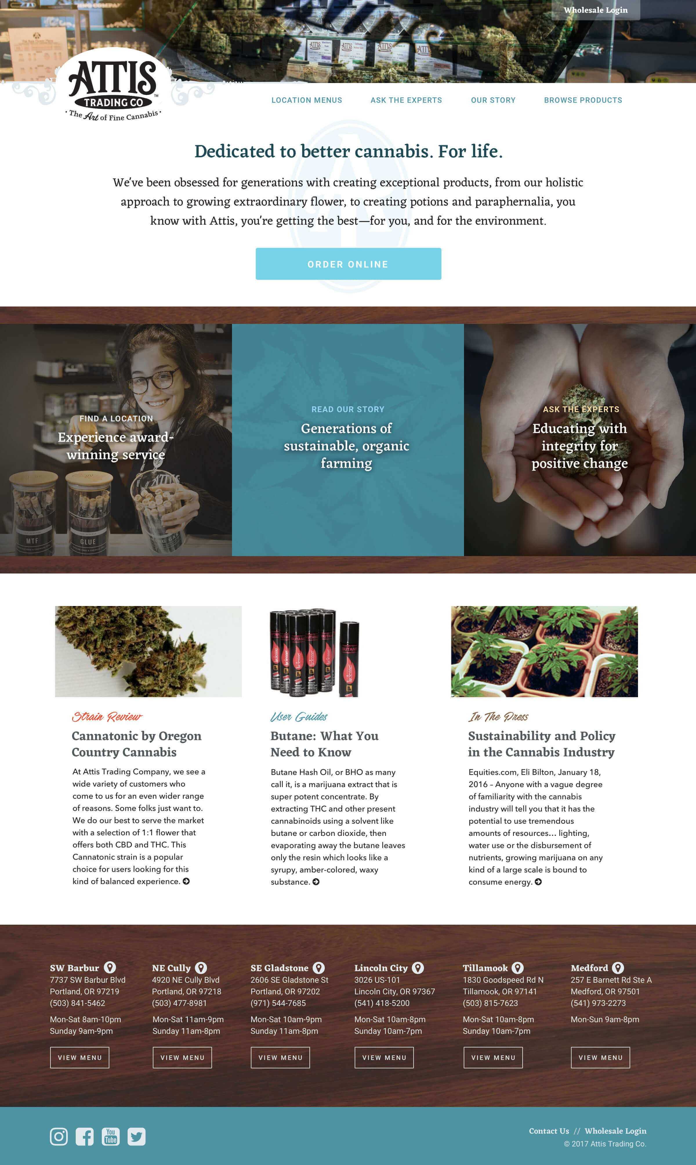 The Attis Trading homepage design